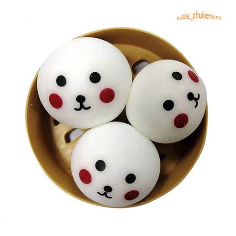 Bánh Bao Squishy Mềm Mịn - Hộp 3 Chiếc Gấu Trắng Hình Mặt Hề Đồ Chơi Giảm Căng Thẳng Cho Trẻ Em Và Người Lớn