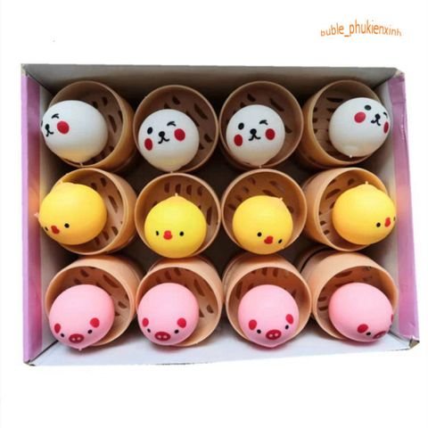 Bánh Bao Squishy Mềm Mịn - Hộp 3 Chiếc Gấu Trắng Hình Mặt Hề Đồ Chơi Giảm Căng Thẳng Cho Trẻ Em Và Người Lớn