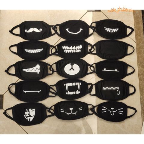 Khẩu Trang Chống Bụi Cotton Màu Đen Họa Tiết EXO, BTS, Hacker, Ngôi Sao - Phụ Kiện Thời Trang Làm Nổi Bật Cá Tính Bạn