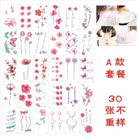 Bộ 30 Hình Xăm Dán Tạm Thời Chống Thấm Nước - Thiết Kế Đẹp Mắt, Độc Đáo Nhiều Chủ Đề Nghệ Thuật, Thoải Mái Thay Đổi Style
