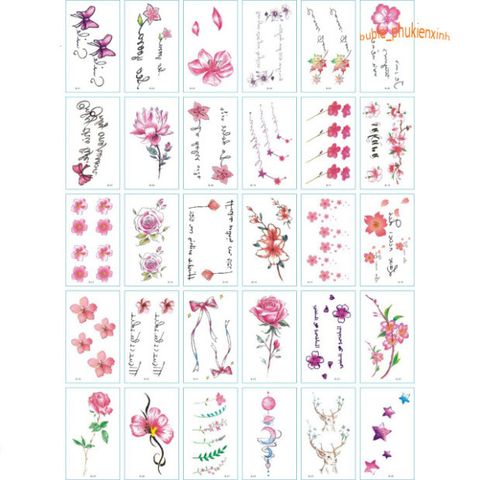 Bộ 30 Hình Xăm Dán Tạm Thời Chống Thấm Nước - Thiết Kế Đẹp Mắt, Độc Đáo Nhiều Chủ Đề Nghệ Thuật, Thoải Mái Thay Đổi Style