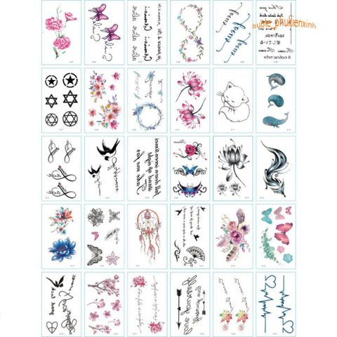Bộ 30 Hình Xăm Dán Tạm Thời Chống Thấm Nước - Thiết Kế Đẹp Mắt, Độc Đáo Nhiều Chủ Đề Nghệ Thuật, Thoải Mái Thay Đổi Style