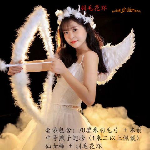 Cánh Thiên Thần Đen Trắng Cosplay - Phụ Kiện Hóa Trang Tiệc Tùng Halloween Cho Người Lớn & Trẻ Em, Độc Đáo, Giá Tốt