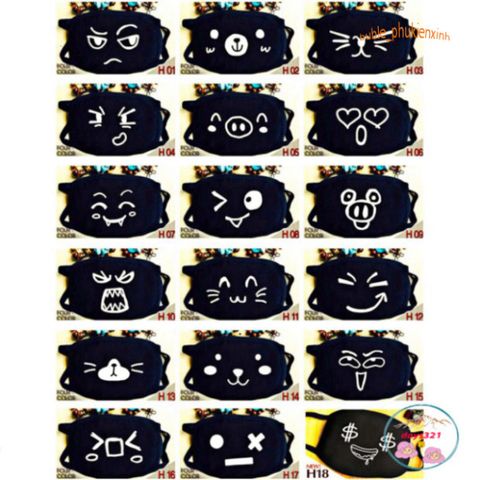 Khẩu Trang Chống Bụi Cotton Đen In Hình EXO, BTS, Hacker, Ngôi Sao - Phụ Kiện Thời Trang Cá Tính Dành Cho Nam Nữ