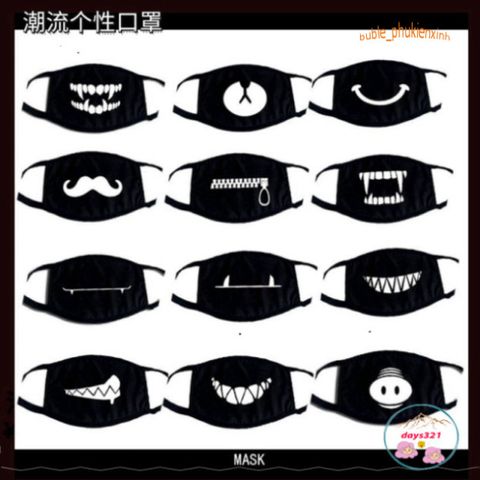 Khẩu Trang Chống Bụi Cotton Đen In Hình EXO, BTS, Hacker, Ngôi Sao - Phụ Kiện Thời Trang Cá Tính Dành Cho Nam Nữ