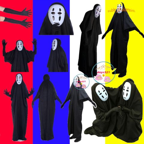 Bộ trang phục Hóa Trang Kaonashi từ Spirited Away - Áo choàng và mặt nạ Cosplay cho trẻ em và người lớn, Độc Đáo cho Bữa Tiệc Hóa Trang
