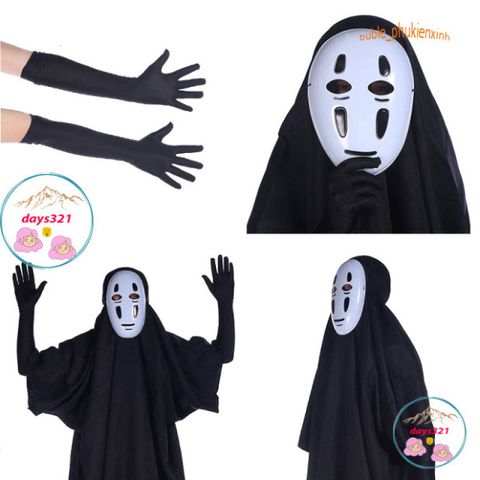 Bộ trang phục Hóa Trang Kaonashi từ Spirited Away - Áo choàng và mặt nạ Cosplay cho trẻ em và người lớn, Độc Đáo cho Bữa Tiệc Hóa Trang