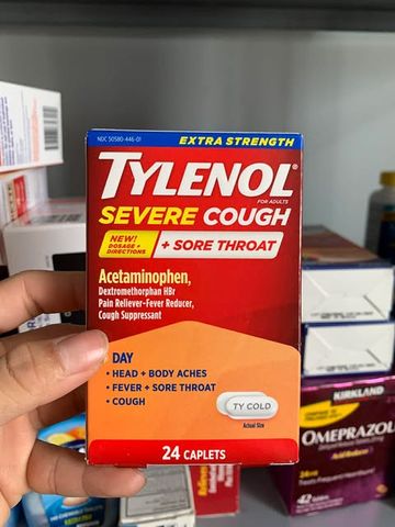 Viên Uống Tylenol Cold + Flu Severe 24 Viên - Giảm Đau, Hạ Sốt, Hỗ Trợ Cảm Lạnh và Cúm Ban Ngày và Ban Đêm