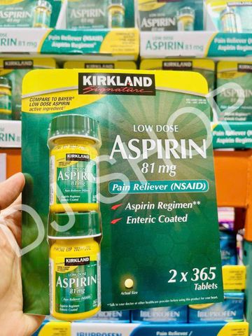 Viên Uống Kirkland Signature Ap.spirin Low_Dose 81mg Hỗ Trợ Tim Mạch - Sản Phẩm Chất Lượng Mỹ Giúp Giảm Đau và Kiểm Soát Cholesterol