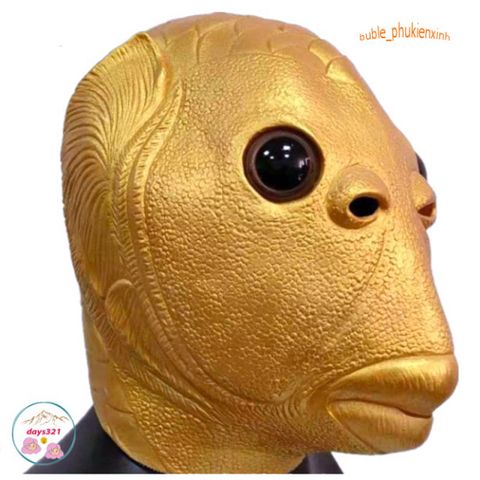 Mặt Nạ CÁ VÀNG GOLD Silicon Hóa Trang Người Lớn - Kèm Mũ Ếch Xanh, Độc Đáo cho Halloween và Tiệc Tùng
