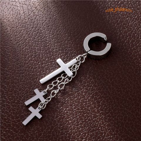 Khuyên Tai Ba Thánh Giá Cao Cấp - Không Cần Bấm Lỗ, Phong Cách Punk Cá Tính Cho Nam Nữ - Trang Sức Thời Trang Độc Đáo