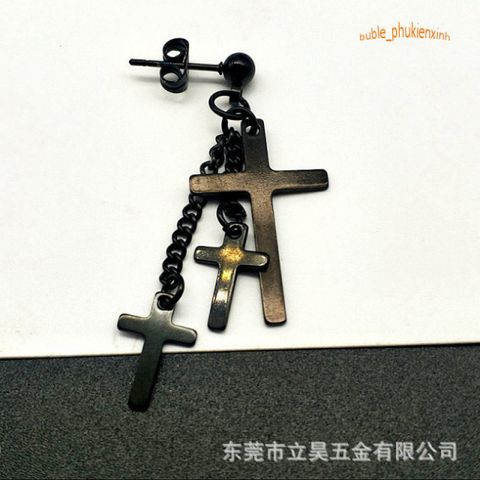 Khuyên Tai Ba Thánh Giá Cao Cấp - Không Cần Bấm Lỗ, Phong Cách Punk Cá Tính Cho Nam Nữ - Trang Sức Thời Trang Độc Đáo