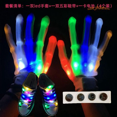 Găng Tay LED Phát Sáng 7 Màu - Phụ Kiện Thời Trang Độc Đáo Cho Tiệc Tùng & Sự Kiện Âm Nhạc, Dây Giày Phát Sáng Kèm Theo