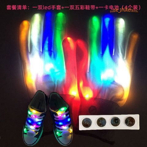 Găng Tay LED Phát Sáng 7 Màu - Phụ Kiện Thời Trang Độc Đáo Cho Tiệc Tùng & Sự Kiện Âm Nhạc, Dây Giày Phát Sáng Kèm Theo