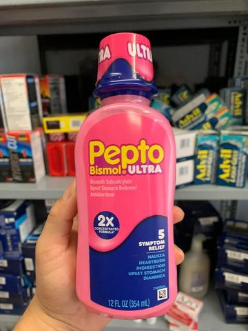 Siro Hỗ Trợ Tiêu Hóa Pepto Bismol Ultra - Giảm Buồn Nôn, Đau Bụng, Khó Tiêu, Không Chứa Đường - Thực Phẩm Chức Năng Dành Cho Người Từ 12 Tuổi Trở Lên