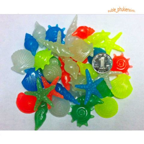 Sỏi Dạ Quang Phát Sáng Hình Động Vật Biển - Phụ Kiện Trang Trí Bể Cá Vỏ Ốc, Sao Biển, Sò Biển - Tạo Không Gian Lung Linh Cho Thú Cưng