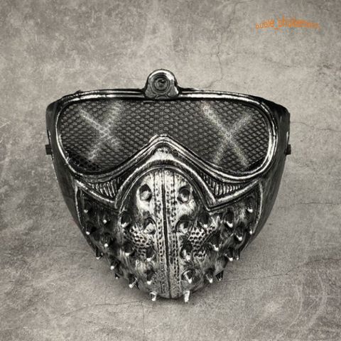 Mặt Nạ Cosplay Đinh Tán Vibro Đen Bạc - Phụ Kiện Hóa Trang Hip-Hop Độc Đáo Cho Halloween, Festival, và Sự Kiện Nghệ Thuật