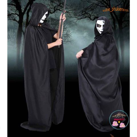 Áo Choàng Halloween Unisex Dài Đến Sàn - Trang Phục Hóa Trang Bí Ẩn Phù Thủy Cho Bữa Tiệc Halloween và Lễ Hội