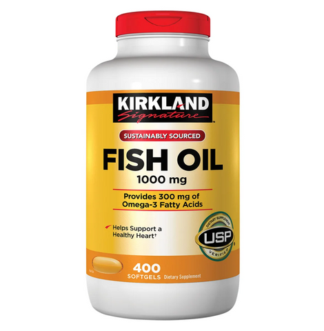 Viên Dầu Cá Omega 3 Kirkland Signature 1000mg - Hỗ Trợ Tim Mạch và Sức Khỏe Não Bộ, 400 Viên Mỹ Chính Hãng