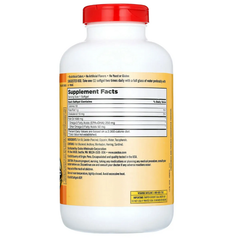 Viên Dầu Cá Omega 3 Kirkland Signature 1000mg - Hỗ Trợ Tim Mạch và Sức Khỏe Não Bộ, 400 Viên Mỹ Chính Hãng