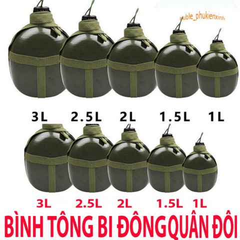 Bình Tông Nhôm Xanh Kiểu Lính Cổ Điển - Bình Đựng Nước và Rượu Tiện Lợi Cho Đi Rừng và Cắm Trại