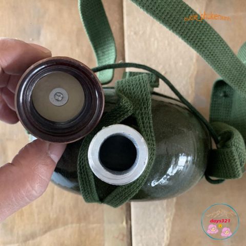 Bình Tông Nhôm Xanh Kiểu Lính Cổ Điển - Bình Đựng Nước và Rượu Tiện Lợi Cho Đi Rừng và Cắm Trại