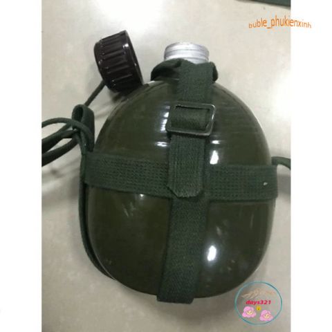 Bình Tông Nhôm Xanh Kiểu Lính Cổ Điển - Bình Đựng Nước và Rượu Tiện Lợi Cho Đi Rừng và Cắm Trại