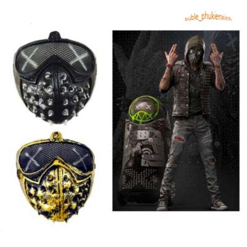Mặt Nạ Cosplay Đinh Tán Vibro Màu Đen-Bạc - Phụ Kiện Hóa Trang Hip Hop Độc Đáo Cho Halloween và Tiệc Tùng