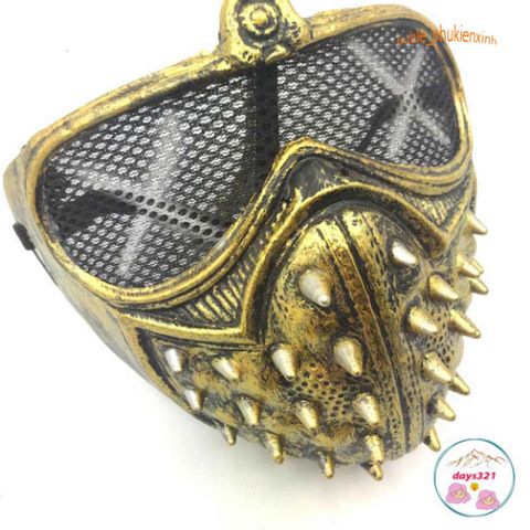 Mặt Nạ Cosplay Đinh Tán Vibro Màu Đen-Bạc - Phụ Kiện Hóa Trang Hip Hop Độc Đáo Cho Halloween và Tiệc Tùng