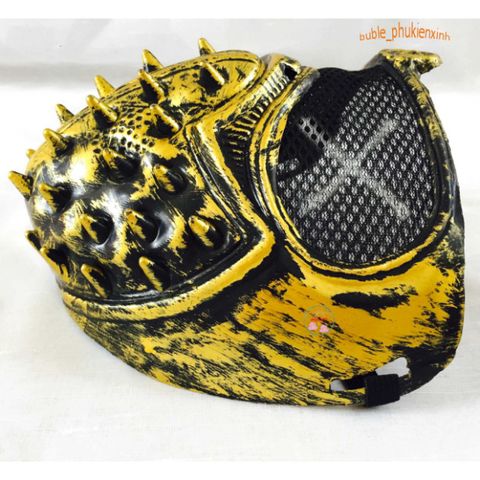 Mặt Nạ Cosplay Đinh Tán Vibro Màu Đen-Bạc - Phụ Kiện Hóa Trang Hip Hop Độc Đáo Cho Halloween và Tiệc Tùng