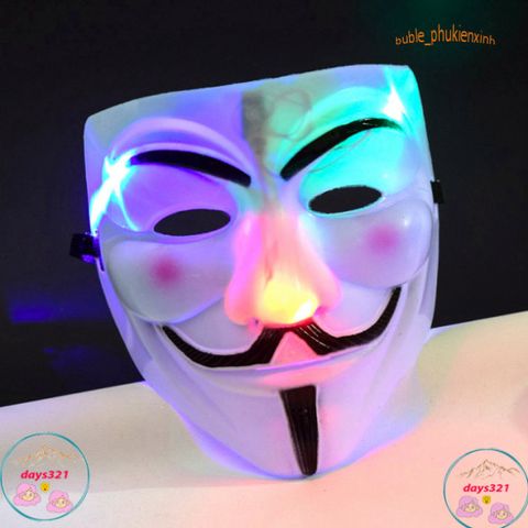 Mặt Nạ Hacker Anonymous Phát Sáng LED - Phụ Kiện Hóa Trang Độc Đáo Cho Halloween, Tiệc Tùng, Cosplay