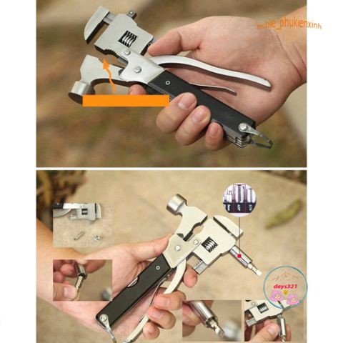 Kìm Búa Đa Năng 14 Trong 1 - Dụng Cụ Phượt Gấp Gọn Thép Không Gỉ, Lý Tưởng Cho Cắm Trại và Tình Huống Khẩn Cấp