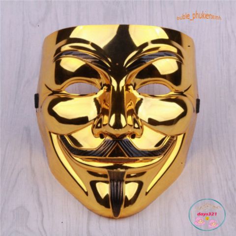 Mặt Nạ Hacker Vàng Bóng - Phụ Kiện Hóa Trang Cao Cấp Cho Tiệc Halloween và Lễ Hội, Sống Động và Thú Vị
