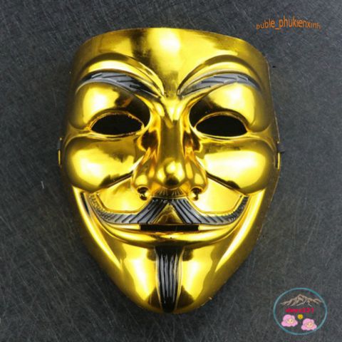 Mặt Nạ Hacker Vàng Bóng - Phụ Kiện Hóa Trang Cao Cấp Cho Tiệc Halloween và Lễ Hội, Sống Động và Thú Vị