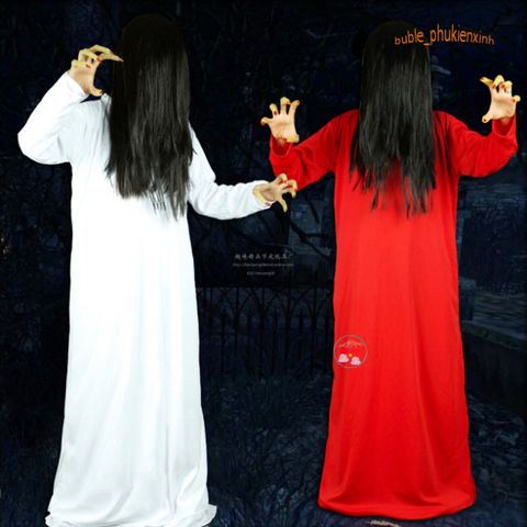Bộ tóc giả trắng xõa dài 70cm - Hóa trang Halloween, Quay video TikTok, Cosplay - Phụ kiện thời trang độc đáo cho lễ hội