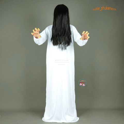 Bộ tóc giả trắng xõa dài 70cm - Hóa trang Halloween, Quay video TikTok, Cosplay - Phụ kiện thời trang độc đáo cho lễ hội