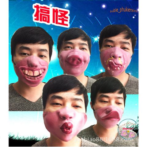 Khẩu Trang Nửa Mặt Họa Tiết 3D Hài Hước - Mặt Nạ Troll Độc Đáo, Phụ Kiện Thời Trang Cho Cả Nam Nữ, Bảo Vệ Bụi Bẩn, Dễ Dàng Tái Sử Dụng