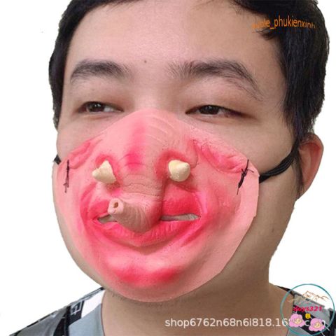 Khẩu Trang Nửa Mặt Họa Tiết 3D Hài Hước - Mặt Nạ Troll Độc Đáo, Phụ Kiện Thời Trang Cho Cả Nam Nữ, Bảo Vệ Bụi Bẩn, Dễ Dàng Tái Sử Dụng