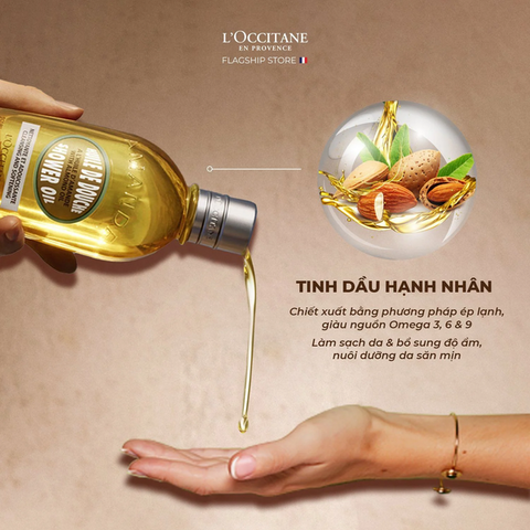 Sữa Tắm Hạnh Nhân L'Occitane Almond Shower Oil 500ml - Dưỡng ẩm và Làm sạch cho Da Nhạy Cảm