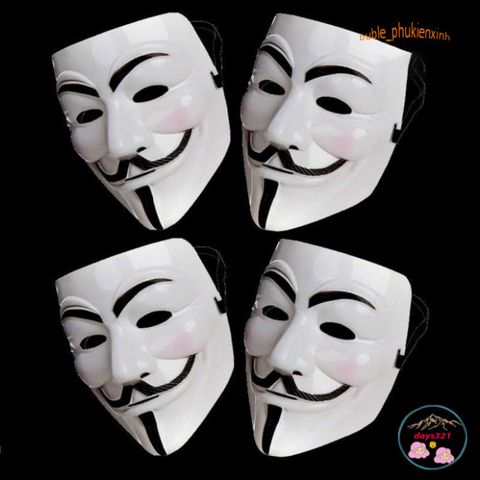 Mặt Nạ Hóa Trang Anonymous Hacker V for Vendetta - Phụ Kiện Halloween Biểu Tượng Cách Mạng, Cosplay, Tiệc Hóa Trang