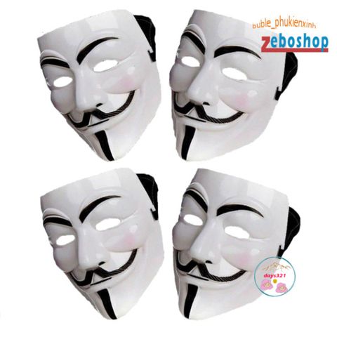 Mặt Nạ Hóa Trang Anonymous Hacker V for Vendetta - Phụ Kiện Halloween Biểu Tượng Cách Mạng, Cosplay, Tiệc Hóa Trang