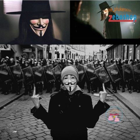 Mặt Nạ Hóa Trang Anonymous Hacker V for Vendetta - Phụ Kiện Halloween Biểu Tượng Cách Mạng, Cosplay, Tiệc Hóa Trang
