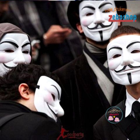 Mặt Nạ Hóa Trang Anonymous Hacker V for Vendetta - Phụ Kiện Halloween Biểu Tượng Cách Mạng, Cosplay, Tiệc Hóa Trang