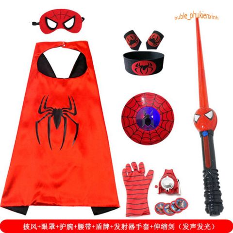 Bộ Trang Phục Hóa Trang Người Nhện Cho Bé - Áo Liền Quần Siêu Anh Hùng Kèm Mũ, Chất Liệu Satin Mềm Mại, Thích Hợp Halloween và Tiệc Hóa Trang