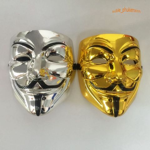 Mặt Nạ Hacker Ánh Kim Vàng Bạc Trắng - Phụ Kiện Thời Trang Độc Đáo Cho Halloween Và Tiệc Hóa Trang 546540