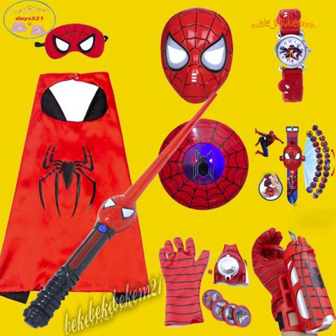 Bộ trang phục siêu nhân Spiderman cho bé trai, bé gái - áo choàng và mặt nạ hóa trang nhện độc đáo.