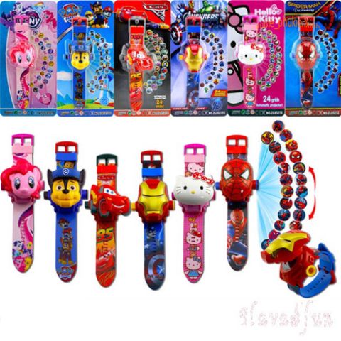 Đồng Hồ Chiếu 3D The Avengers cho Trẻ Em - SpiderMan, Iron Man, Hulk - Đồ Chơi Học Tập Sáng Tạo Có Đèn Biến Hình