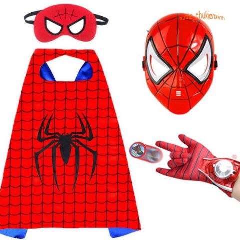 Bộ trang phục siêu anh hùng Người Nhện - Áo choàng và mặt nạ cosplay trẻ em, đồ chơi Halloween độc đáo, quà sinh nhật sáng tạo