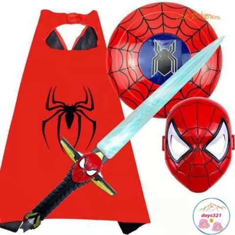 Bộ Trang Phục Hóa Trang Siêu Nhân Spider Man Cho Bé Trai - Áo Choàng, Găng Tay và Mặt Nạ Chất Liệu Cao Cấp, Quà Tặng Halloween Thú Vị