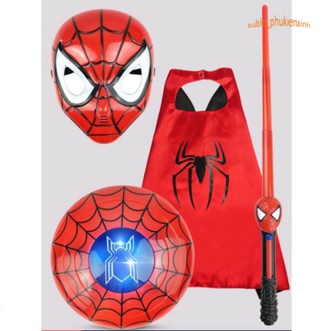 Bộ Trang Phục Hóa Trang Siêu Nhân Spider Man Cho Bé Trai - Áo Choàng, Găng Tay và Mặt Nạ Chất Liệu Cao Cấp, Quà Tặng Halloween Thú Vị